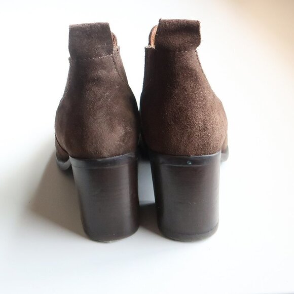 Steve Madden Pauze Khaki Suede Leather Block Heel Chelsea Ankle Boots / Booties - Picture 7 of 16